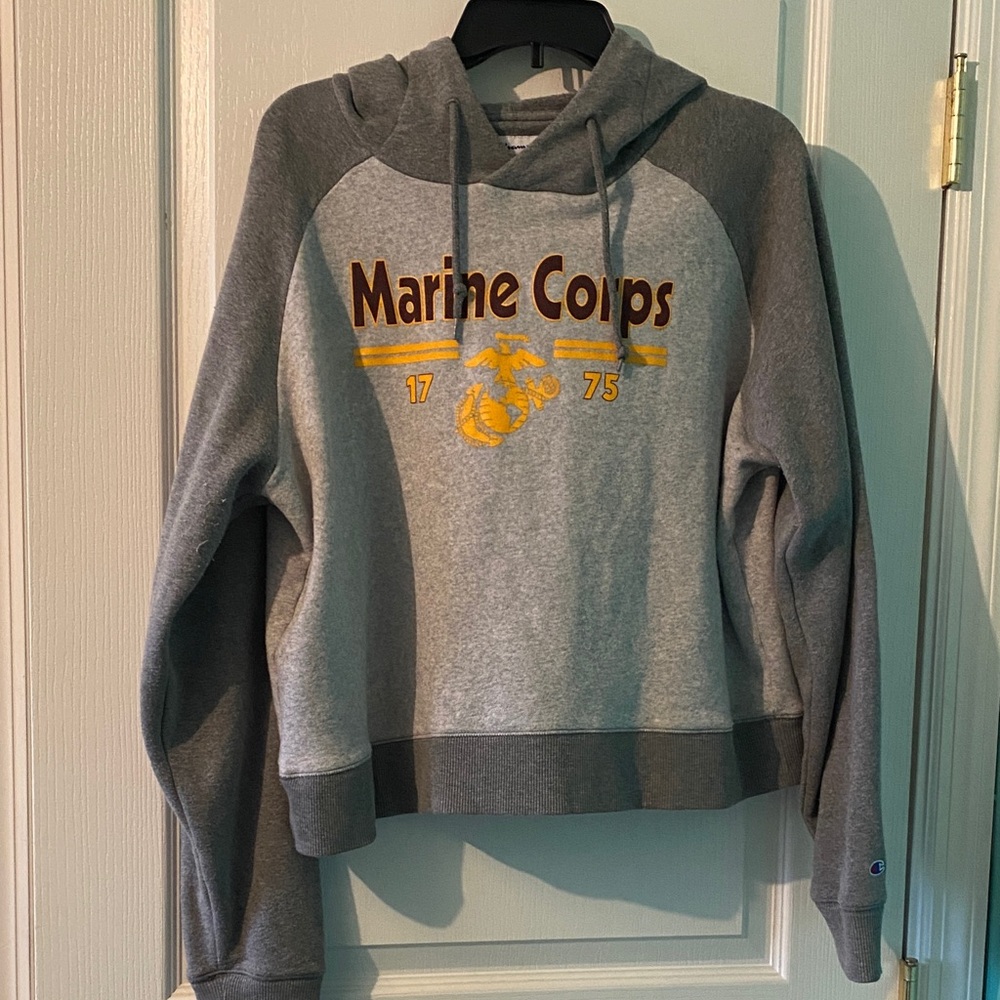 Champion Gray Marine Corps Women's crop Hoodie